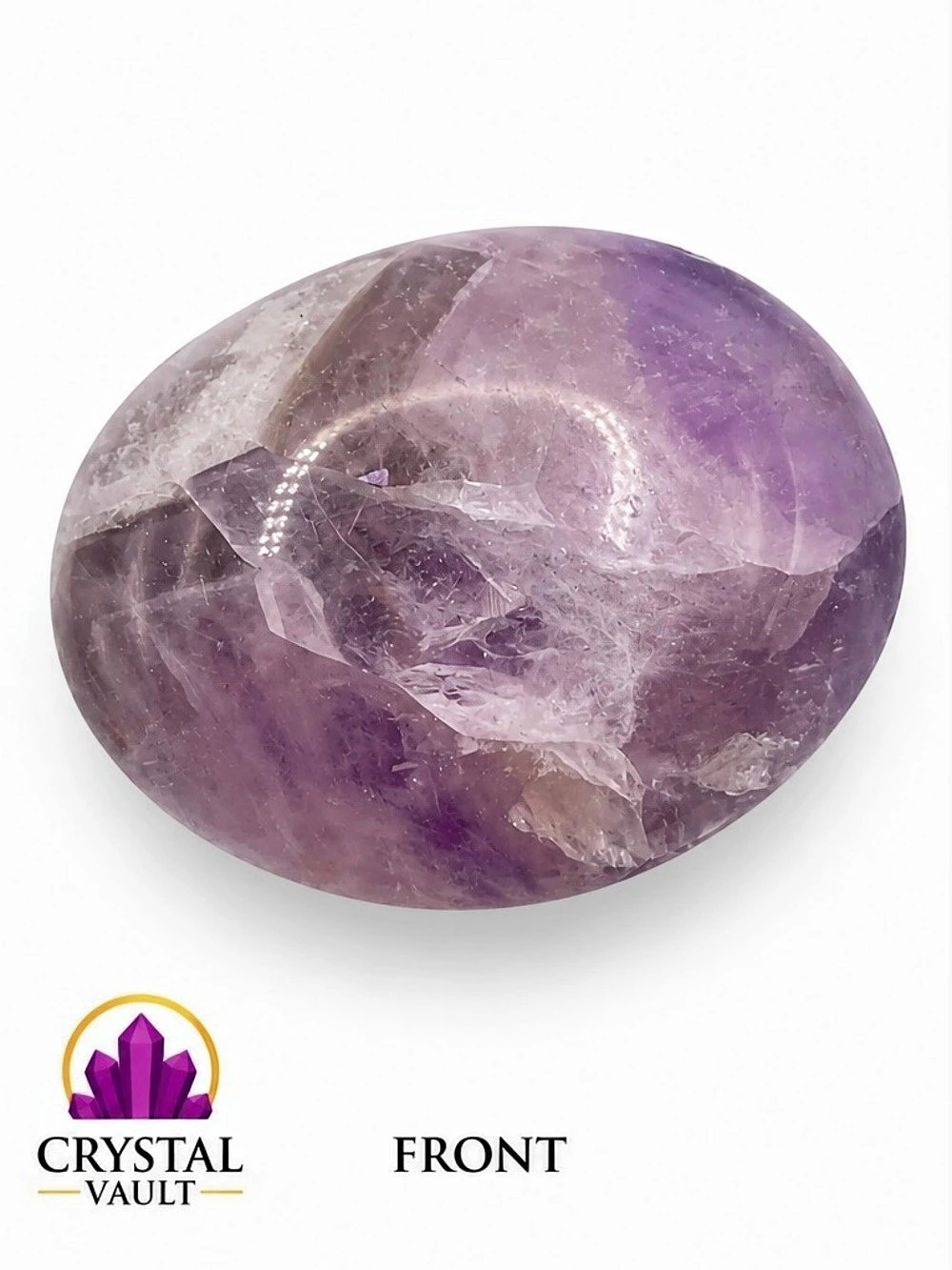 Crystal Vault Amethyst Palm Stone 3.1 oz Purple Polished Crystal